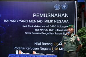 Gelar Pemusnahan Ribuan Barang Milik Negara, Pangdam XIV/Hasanuddin Apresiasi Kerja Keras Bea Cukai Lindungi Masyarakat Indonesia