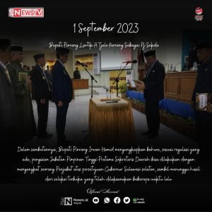 BUPATI IRWAN MELANTIK, A.TJALO KERRANG PEJABAT SEKDA PINRANG