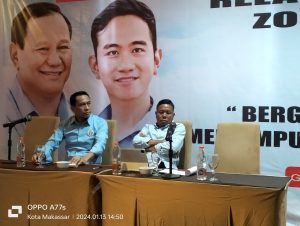 Relawan Capres-Cawapres nomor urut 2 Prabowo Subianto-Gibran Rakabuming Raka mengklaim telah menguasai 65 persen suara di Sulawesi Selatan (Sulsel)