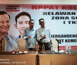 40 Relawan Prabowo-Gibran Menggelar Rapat Konsolidasi Untuk Menyatukan Kekuatan Memenangkan Pasangan nomor Urut 02 di Sulawesi Selatan
