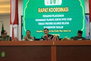 Sekda Takalar Wakili Pj. Bupati Pimpin Rapat Koordinasi Kab/Kota tentang Persiapan Pelaksanaan MTQ XXXIII Tk. Prov. Sulawesi Selatan