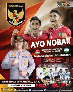 Mempererat Silaturahmi Dengan Masyarakat, Polres Aceh Timur dan Polsek Jajarannya Gelar Nobar Semifinal Timnas U-23