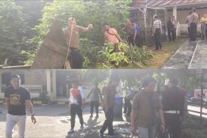 Jaga Kebersihan Mako, Personil Polsek Manggala Laksanakan Korve