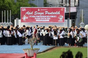 KPU Pinrang Gelar Apel Siaga Pantarlih Di Halaman Kantor Bupati Pinrang 