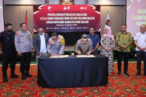 Penandatanganan Perjanjian Kerjasama Antara Komisi Pemilihan Umum Provinsi Sulsel Dengan Kepolisian Daerah Sulsel