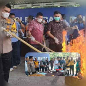 Kapolres Batu Bara Musnahkan Barang Bukti Narkoba Hasil Operasi Penangkapan Tiga Tersangka
