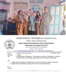 Pemantauan Pelaksanaan Asesmen Nasional di Jenjang SD oleh Dinas Pendidikan Kabupaten Takalar