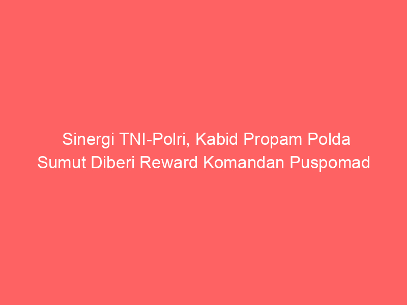 Sinergi TNI-Polri, Kabid Propam Polda Sumut Diberi Reward Komandan Puspomad | NEWS TV Indonesia