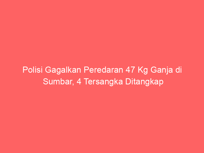 Polisi Gagalkan Peredaran 47 Kg Ganja di Sumbar, 4 Tersangka Ditangkap | NEWS TV Indonesia