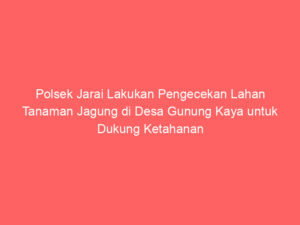 Polsek Jarai Lakukan Pengecekan Lahan Tanaman Jagung di Desa Gunung Kaya untuk Dukung Ketahanan Pangan