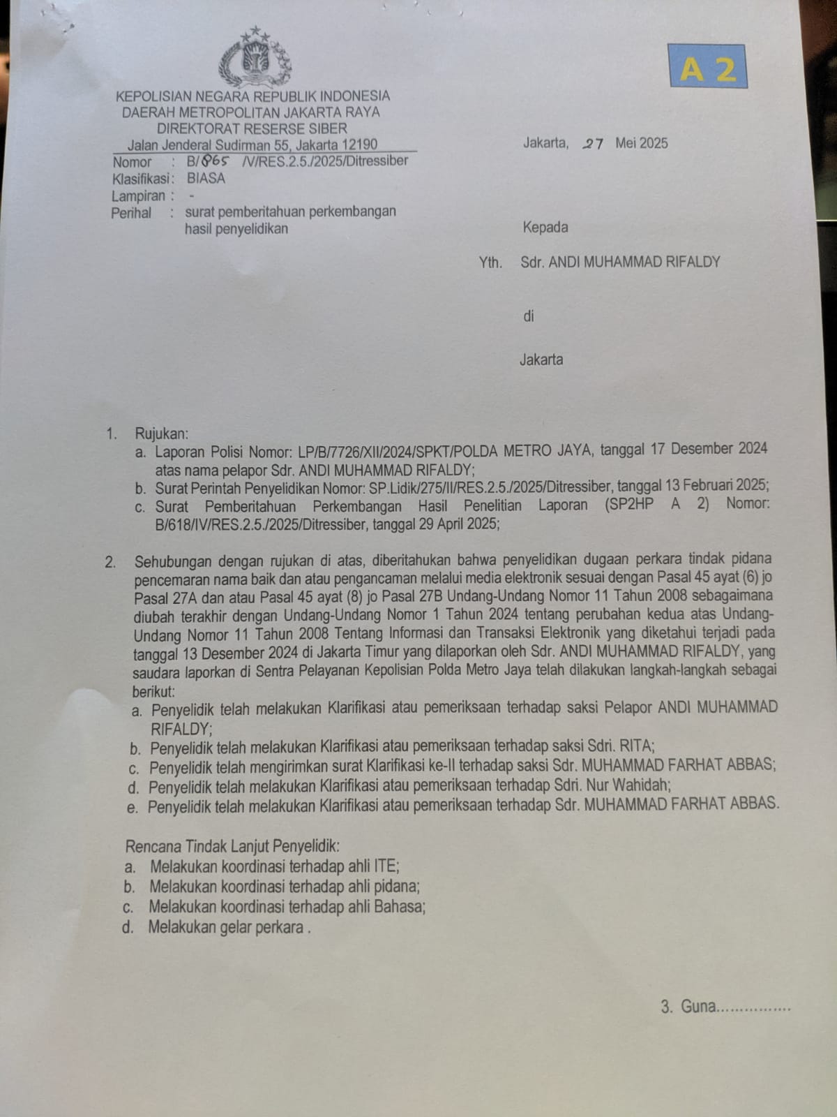 SP2HP Berkaitan Kasus Dana Titipan UMKM Pengacara Elza Syarief: Farhat Abbas dan Oknum Polisi Terseret | NEWS TV Indonesia