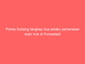 Polres Subang tangkap dua pelaku pemerasan sopir truk di Purwadadi