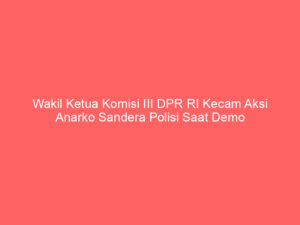 Wakil Ketua Komisi III DPR RI Kecam Aksi Anarko Sandera Polisi Saat Demo