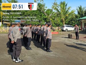 Kapolsek Polut Tekankan Profesionalisme dan Disiplin Anggota dalam Apel Pagi