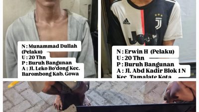 Tim Resmob Polsek Tamalate Tangkap Dua Terduga Pelaku Pencurian Dalam Rumah