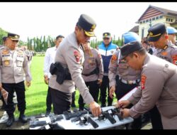 Kapolda Sulsel Pimpin Apel Pengecekan Senjata Api Serentak serta Penyambutan Personel Brimob BKO Polda Aceh