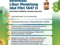 MAN Insan Cendekia Tapanuli Selatan Umumkan Libur Menjelang Idul Fitri 1447 H, Kepala Madrasah Ajak Siswa Perkuat Nilai Keagamaan dan Kebersamaan