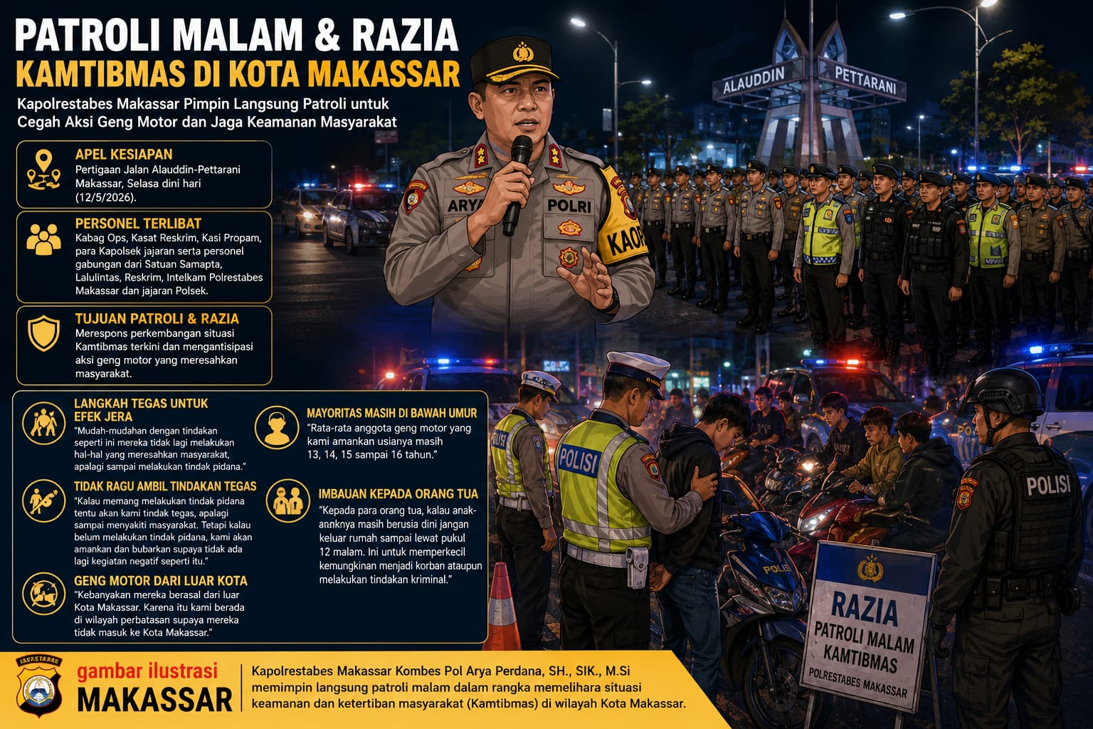 Genk Motor Meresahkan, Kapolrestabes Makassar Turun Langsung Pimpin Patroli, Guna Mengantisipasi Gangguan Kamtibmas di Malam Hari | Newstv Indonesia