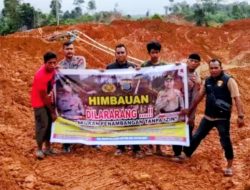 Polsek Lingga Bayu Tinjau Area Bekas Tambang, Ingatkan Sangsi Denda 100 Miliar
