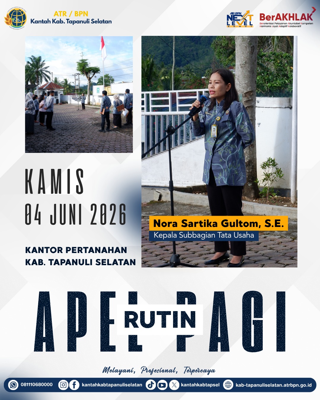 Bangun Budaya Kerja BerAKHLAK, Kantah Tapanuli Selatan Konsisten Gelar Apel Pagi | Newstv Indonesia