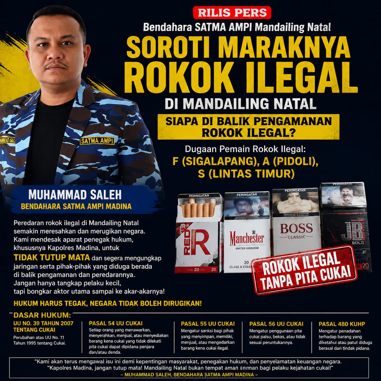 Siapa Bermain di Balik Maraknya Rokok Ilegal di Madina?Satma Ampi Minta Transpransi Penegakan Hukum | Newstv Indonesia