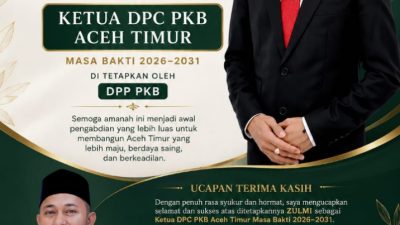 Estafet Kepemimpinan PKB Aceh Timur: Zulmi Resmi Ditetapkan sebagai Ketua Baru, Iskandar Sampaikan Pesan Persatuan