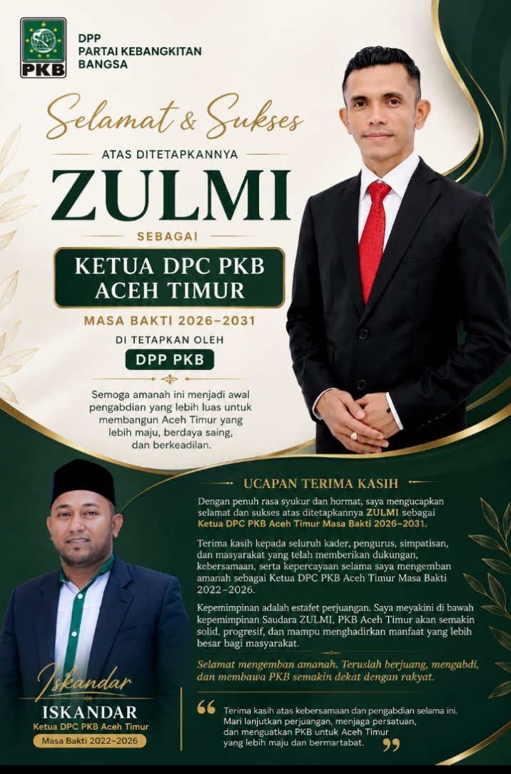 Estafet Kepemimpinan PKB Aceh Timur: Zulmi Resmi Ditetapkan sebagai Ketua Baru, Iskandar Sampaikan Pesan Persatuan | Newstv Indonesia