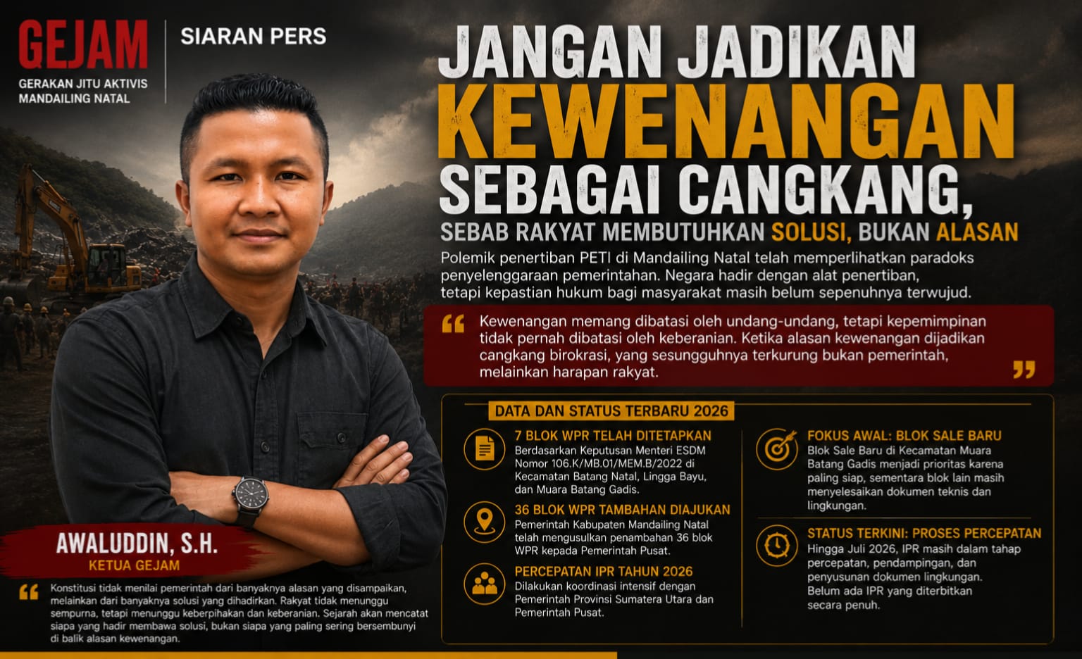 GEJAM: Rakyat Butuh Solusi,WPR sudah ada tetapi Kepastian Hukum masih menunggu, jangan jadikan Kewenangan cuma sebagai Cangkang | Newstv Indonesia