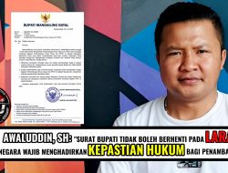 Awaluddin, SH Surat Bupati Tidak Boleh Berhenti Pada Larangan, Negara Wajib Menghadirkan Kepastian Hukum Bagi Penambang Rakyat