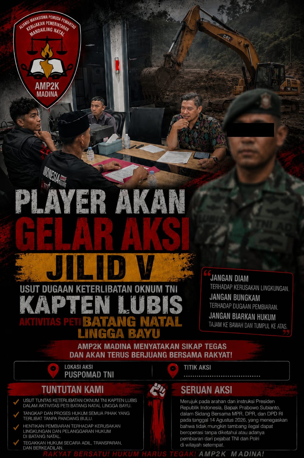 AMP2K akan Demo di Puspomad TNI Desak Usut Dugaan Keterlibatan Kapten Lubis dalam PETI Batang Natal - Lingga Bayu | Newstv Indonesia