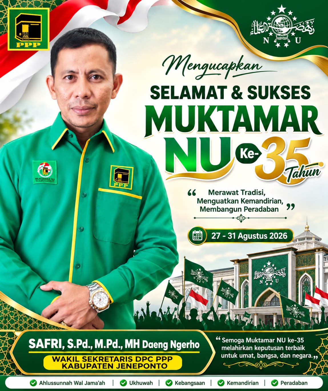Wakil Sekretaris PPP Jeneponto Safri Daeng Ngerho Sampaikan Ucapan Selamat dan Sukses Muktamar NU ke-35 | Newstv Indonesia