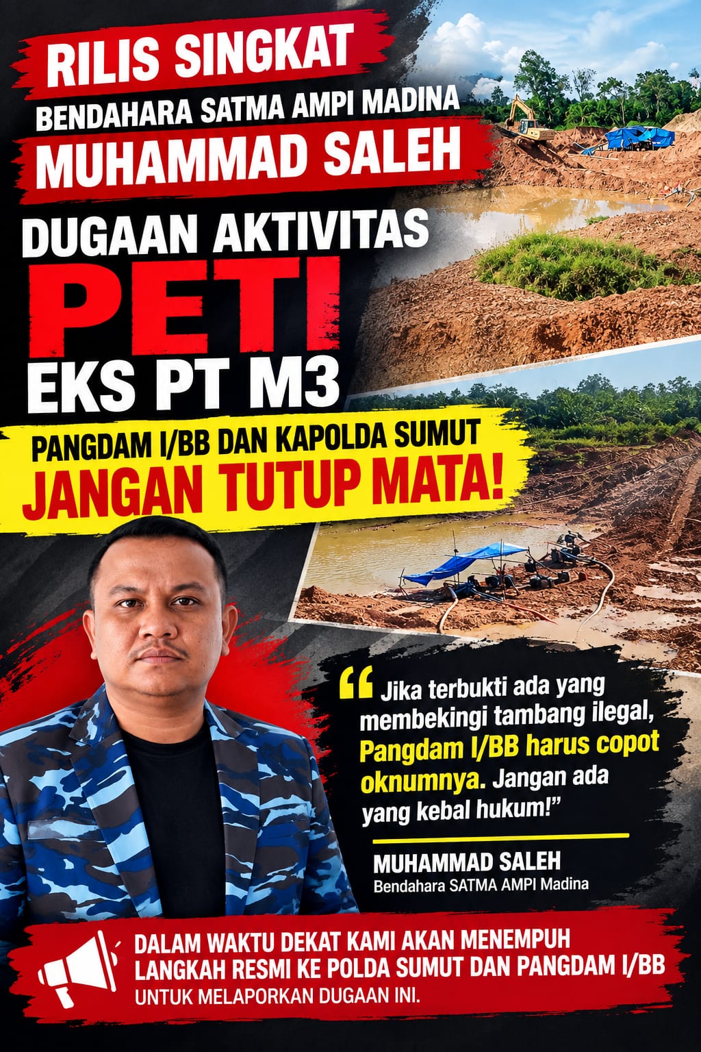 Dugaan Bekingi PETI Eks PT M3,Satma AMPI Madina Desak Pangdam/BB Copot Oknum "AA" Kapolda Jangan Mandul" | Newstv Indonesia
