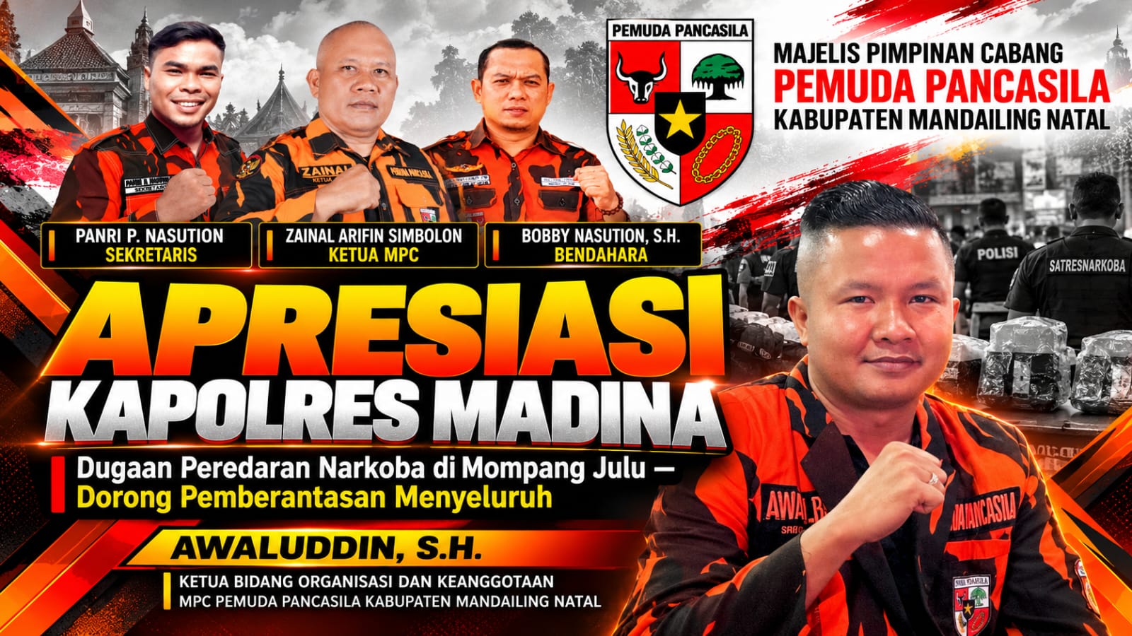 Ketua MPC Pemuda Pancasila Madina Apresiasi Respons Kapolres atas Dugaan Peredaran Narkoba di Mompang Julu Dorong Pemberantasan Menyeluruh | Newstv Indonesia