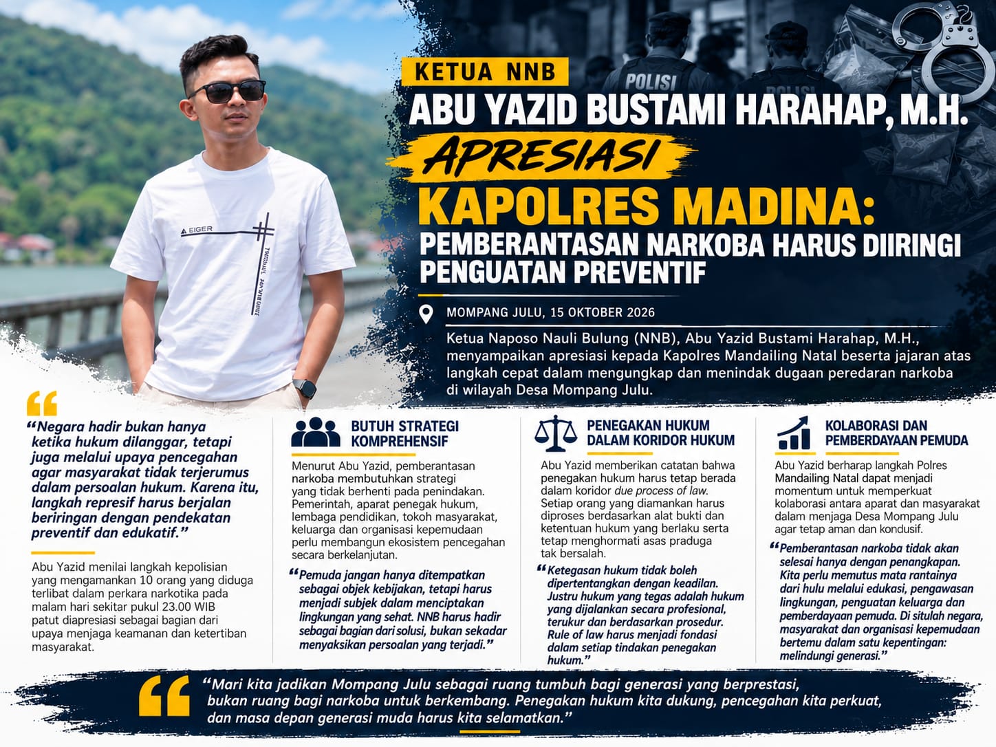 Ketua NNB Abu Yazid Bustami Harahap M.H Apreseasi Kapolres Madina Pemberantasan Narkoba Diiringi Penguatan Preventif | Newstv Indonesia